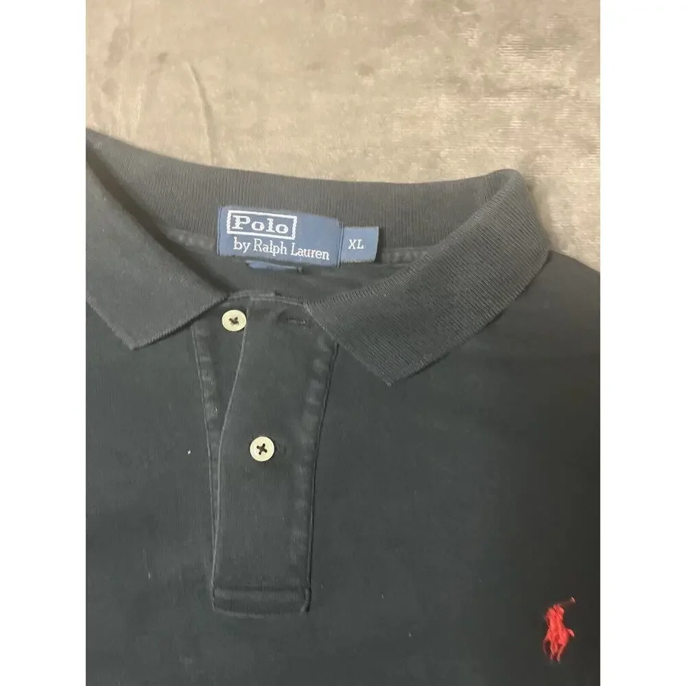Polo‎ Ralph Lauren Shirt Mens XL Black Cotton Short Sleeve Polo Red Pony 2